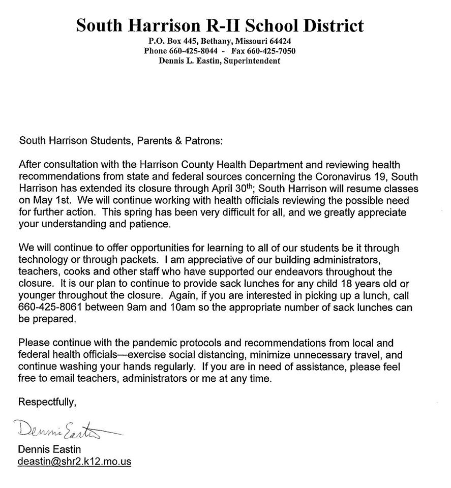 South Harrison Letter